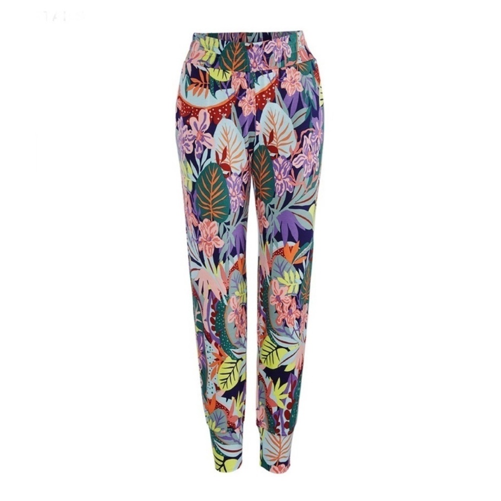 CAbi Snappy Colorful Floral Women's Joggers 5966 Size Medium